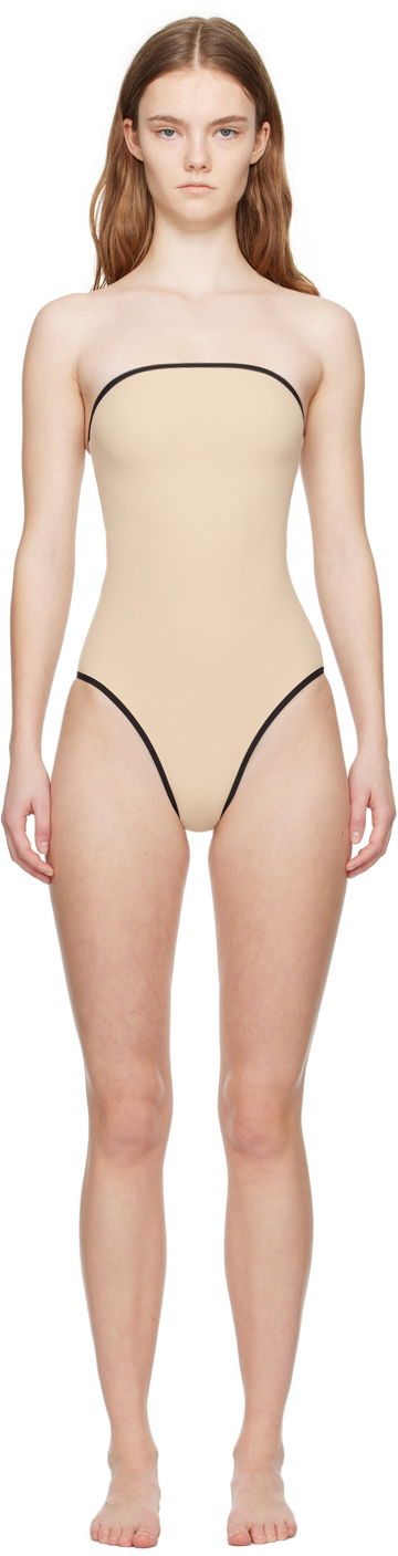 Uimapuvut TOTEME TOTEME Women's Bandeau One-Piece Swimsuit Beige | 241-WSW1027-FB0097