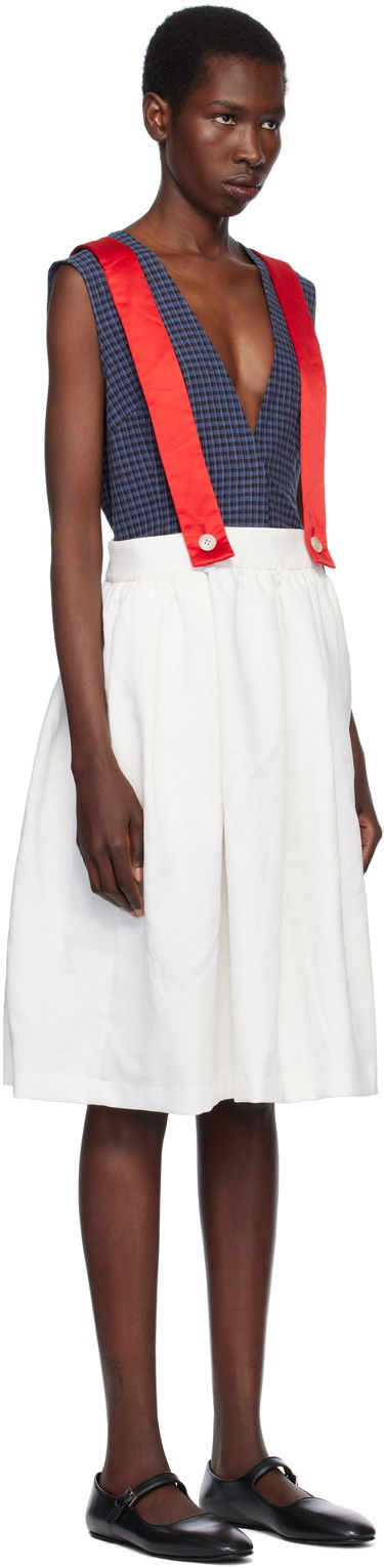 Hame Comme des Garçons Comme des Garçons Girl Gabardine & Satin Midi Skirt Valkoinen | NO-A005-051, 1