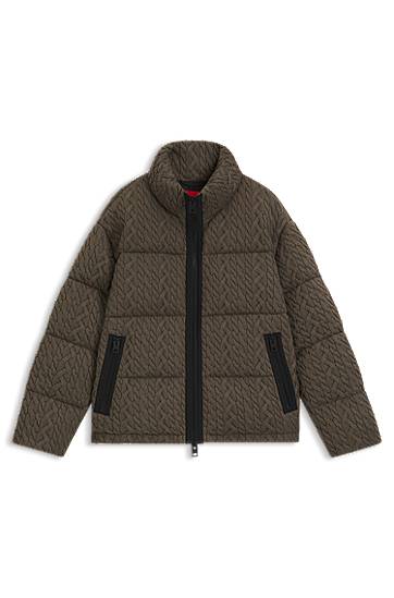 Puffer takki BOSS Puffer jacket with stand-up collar and cable-knit structure Vihreä | 50546560, 0
