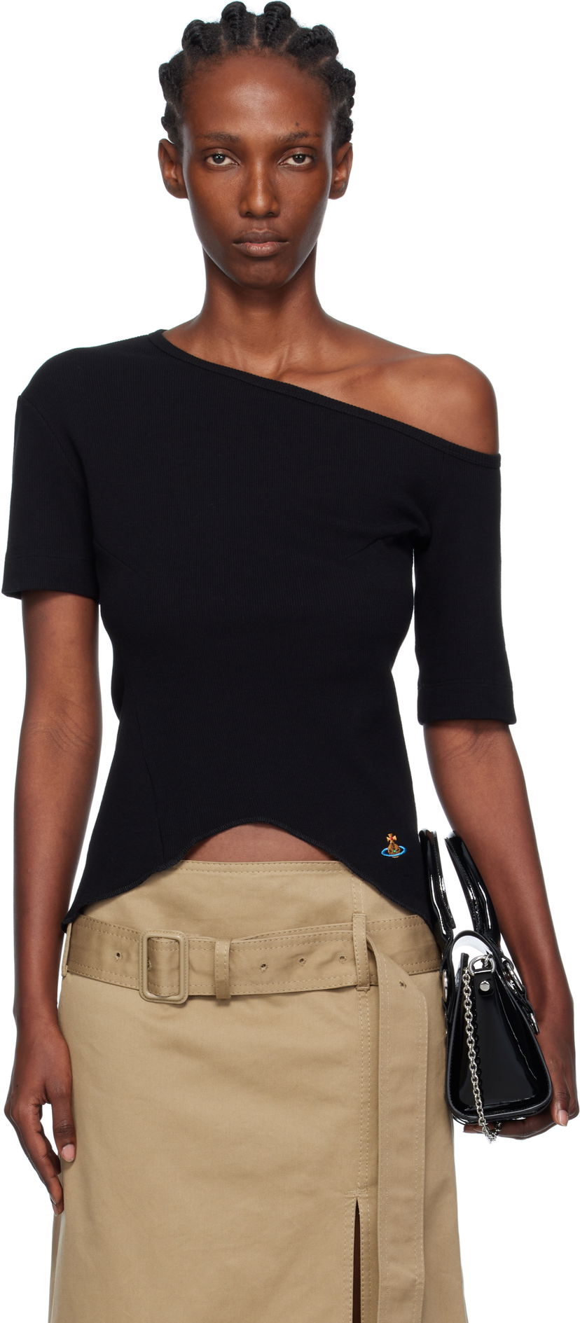 T-paita Vivienne Westwood Vivienne Westwood Asymmetrical Shoulder T-Shirt Musta | 1G010010-J009C-