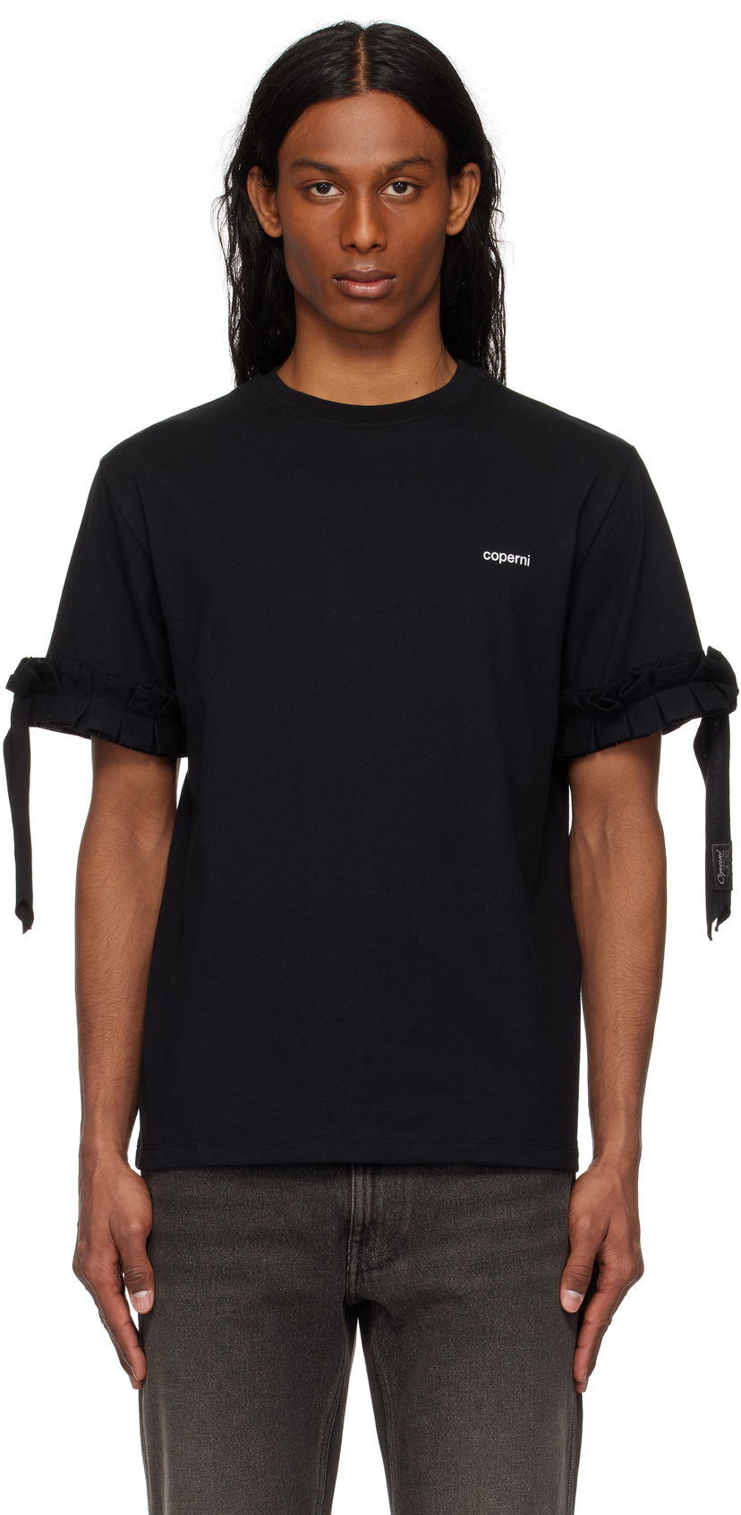 T-paita Coperni Coperni Ruffle Logo Boxy T-Shirt Musta | COPJS133F5028MEN