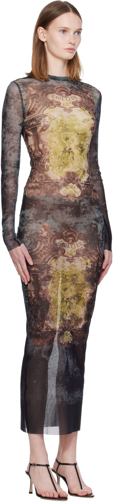 Mekko Jean Paul Gaultier The Long Médaillon Sheer Mesh Printed Maxi Dress Monivärinen | 25/04-W-DR023-M006P-005740, 1