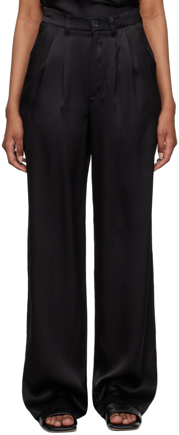 Housut Anine Bing Carrie Satin Wide Leg Trousers Musta | A-03-3269-000B