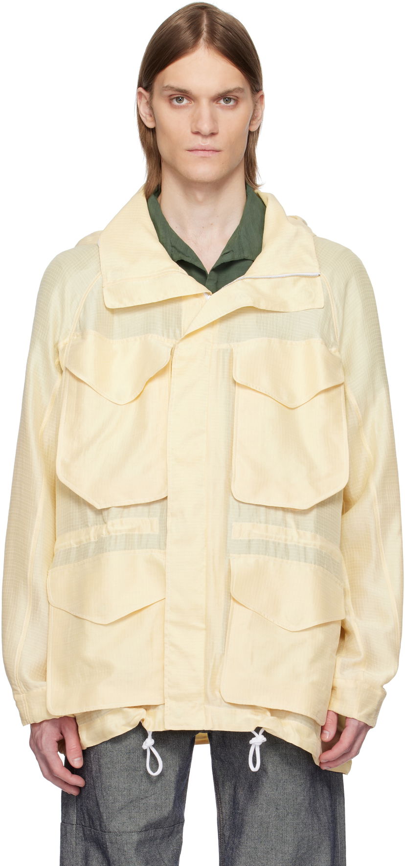 Tuulitakki Ranra RANRA Explorer Silk Ripstop Long Hoodie Jacket Keltainen | AMSS25OW01516