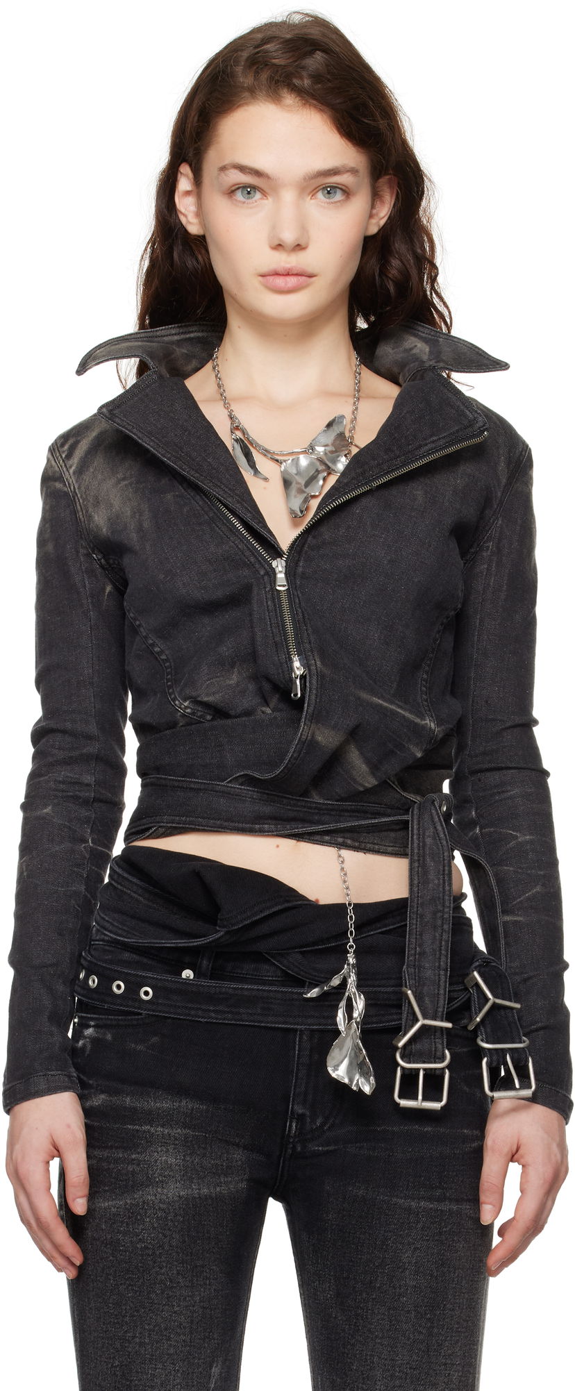 Takki Y/PROJECT Fitted Denim With Wrap Musta | 107JA002