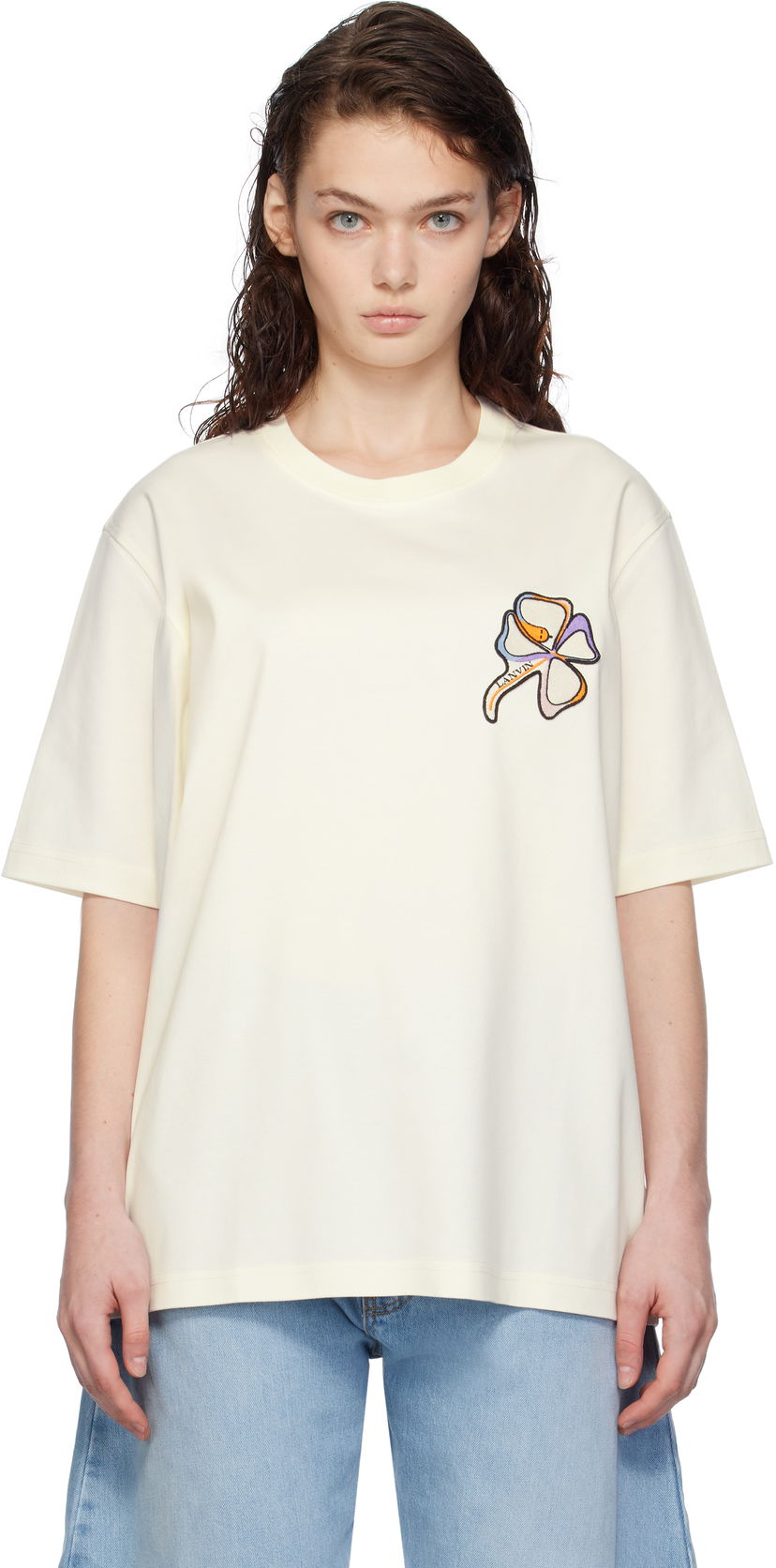 T-paita LANVIN Clover Snake Patch T-shirt Valkoinen | RU-TS0010-J156-H24