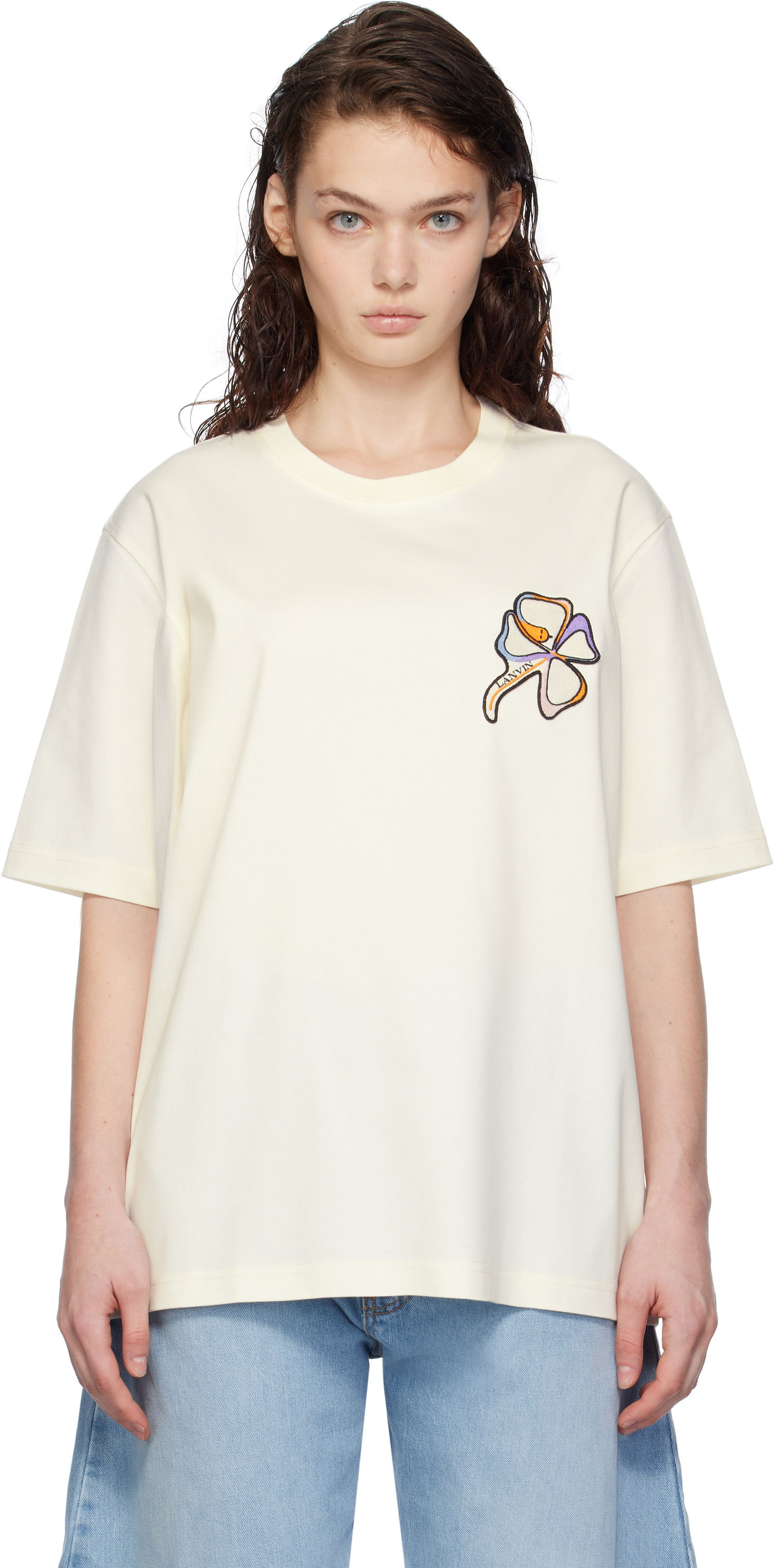 T-paita LANVIN Clover Snake Patch T-shirt Valkoinen | RU-TS0010-J156-H24, 0
