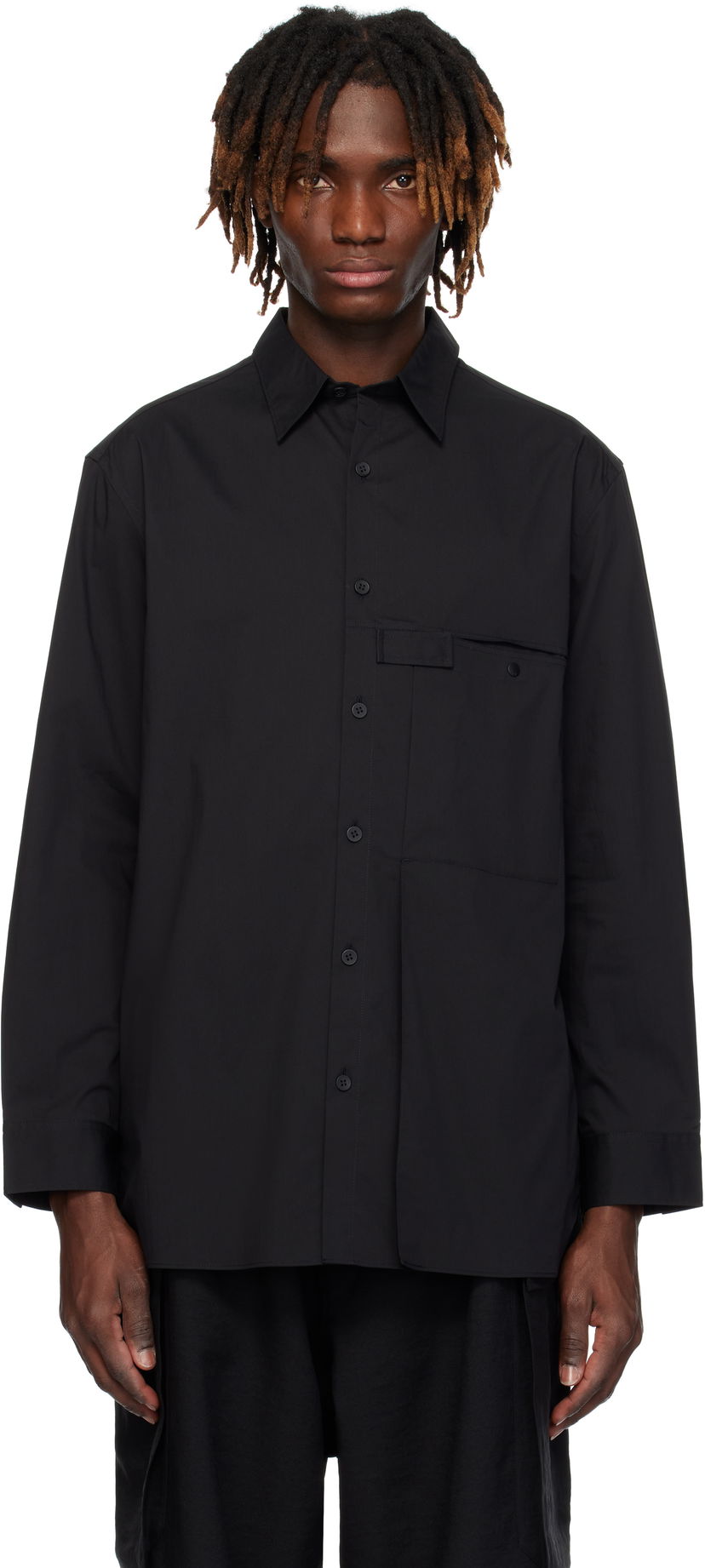 Paita Y-3 Y-3 Pleated Pocket Shirt Musta | JI7082
