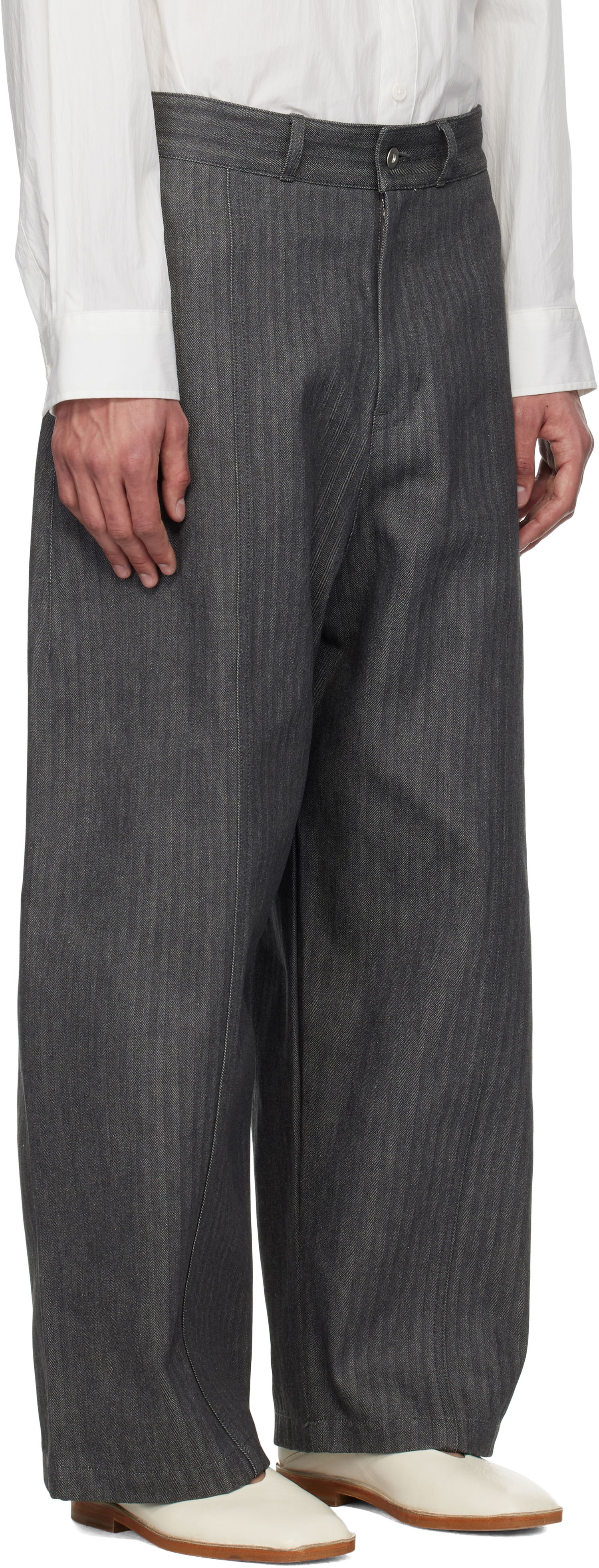 Housut sage NATION SAGE NATION Welt Striped Trousers Harmaa | S083 WELT TROUSER DENIM, 1