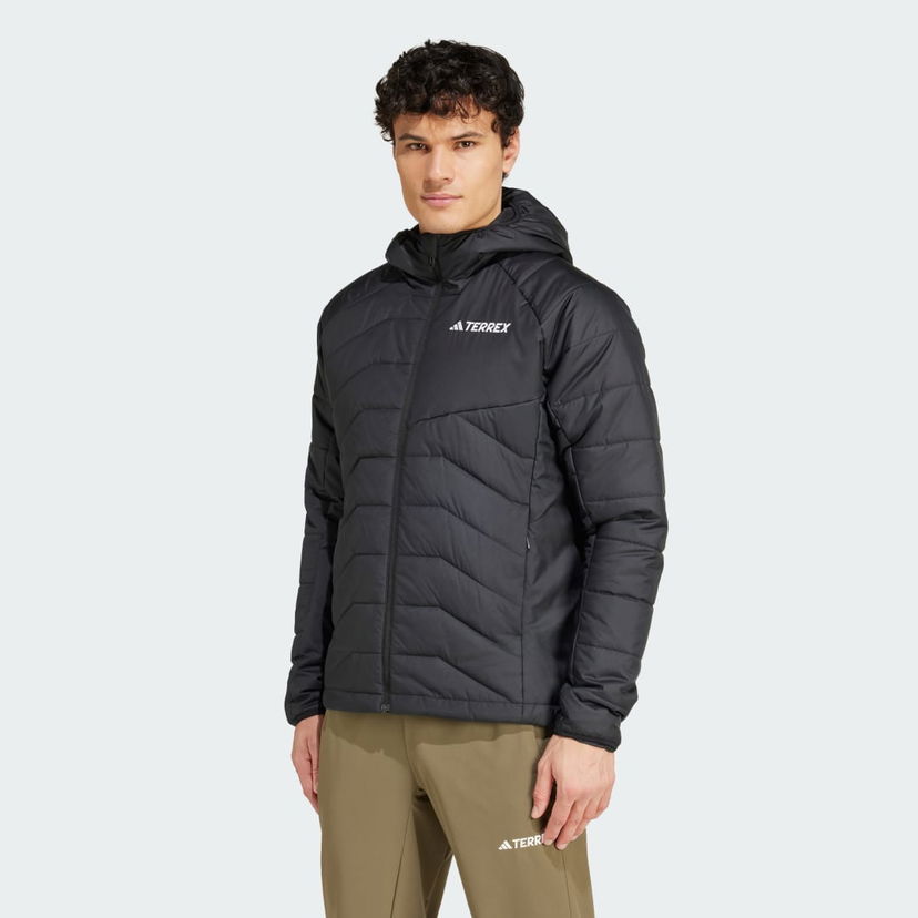 Puffer takki adidas Performance Insulated Hooded Musta | IM7683
