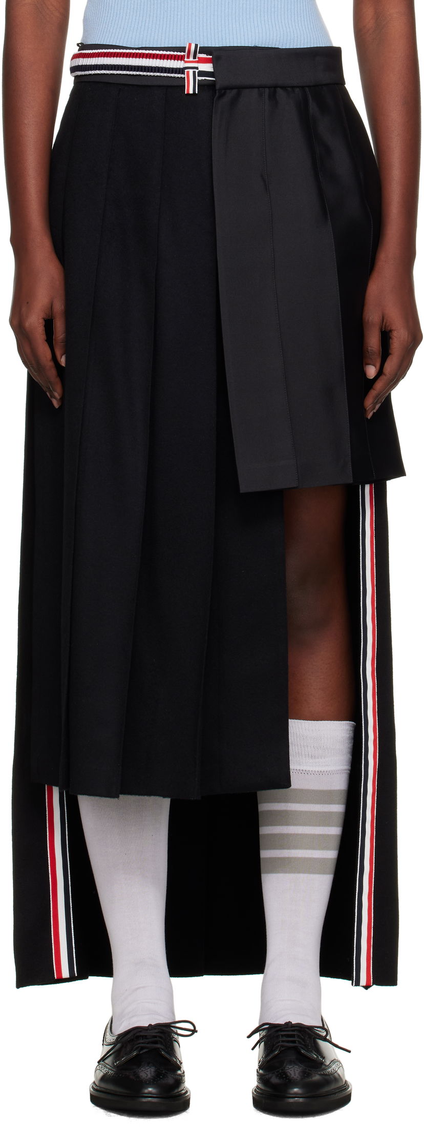 Hame Thom Browne Wrap Pleated Midi Skirt Musta | FGCA33C-07962