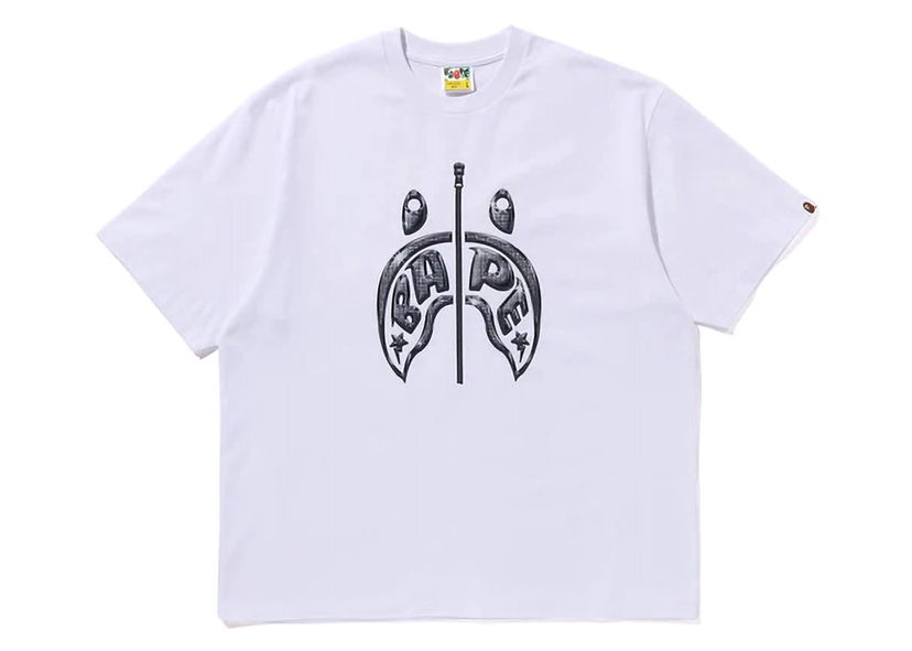 T-paita BAPE BAPE Mad Shark Photo Print Relaxed Fit Tee White Valkoinen | 1K30-110-333