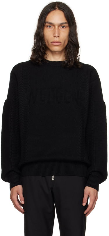 Villapaita We11done We11done Square Patch Sweater Musta | WD-KT3-23-643-U-BK, 0