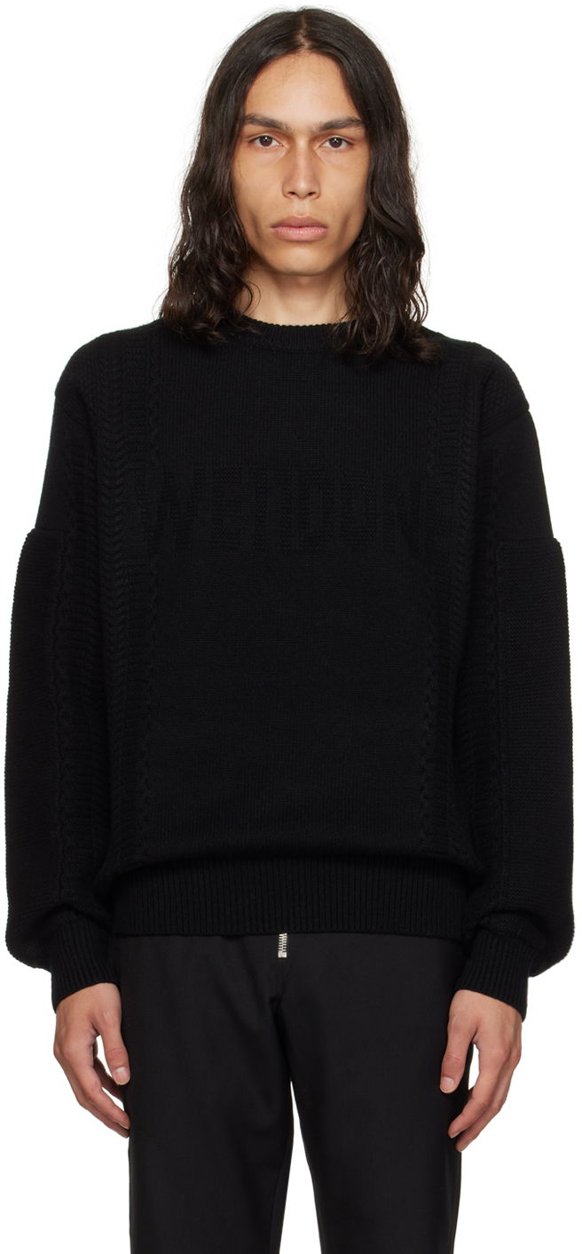 Villapaita We11done We11done Square Patch Sweater Musta | WD-KT3-23-643-U-BK