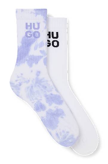 Sukat BOSS Two-Pack of Ribbed Short Socks with Stacked HUGO Logos Violetti | 50537570, 0
