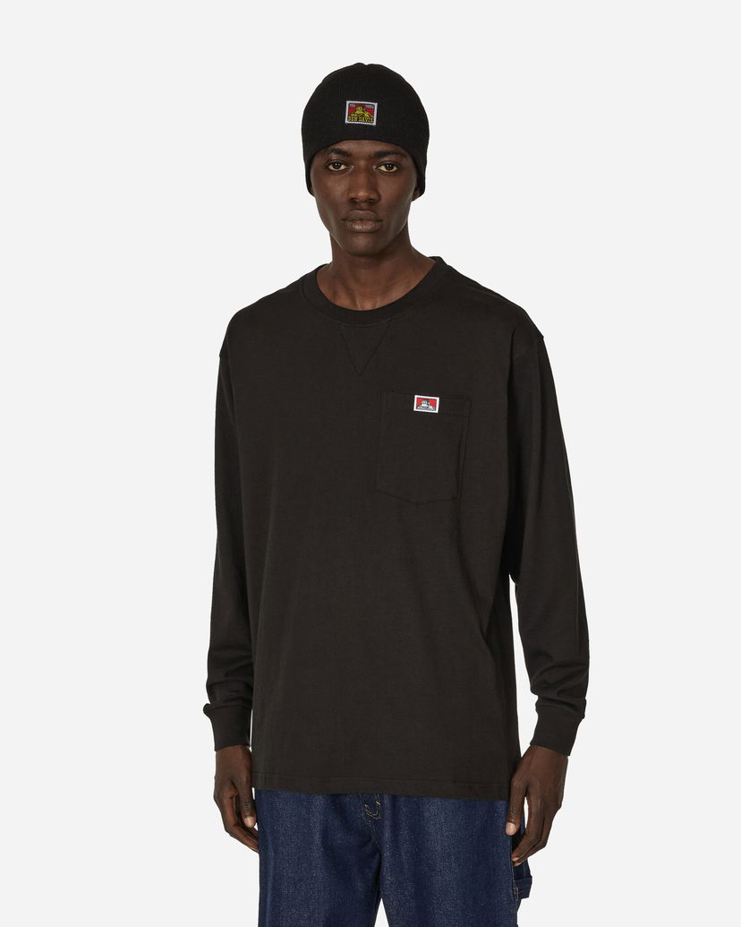 T-paita Ben Davis Classic Label Pocket Long Sleeve T-Shirt Musta | BEN934 001