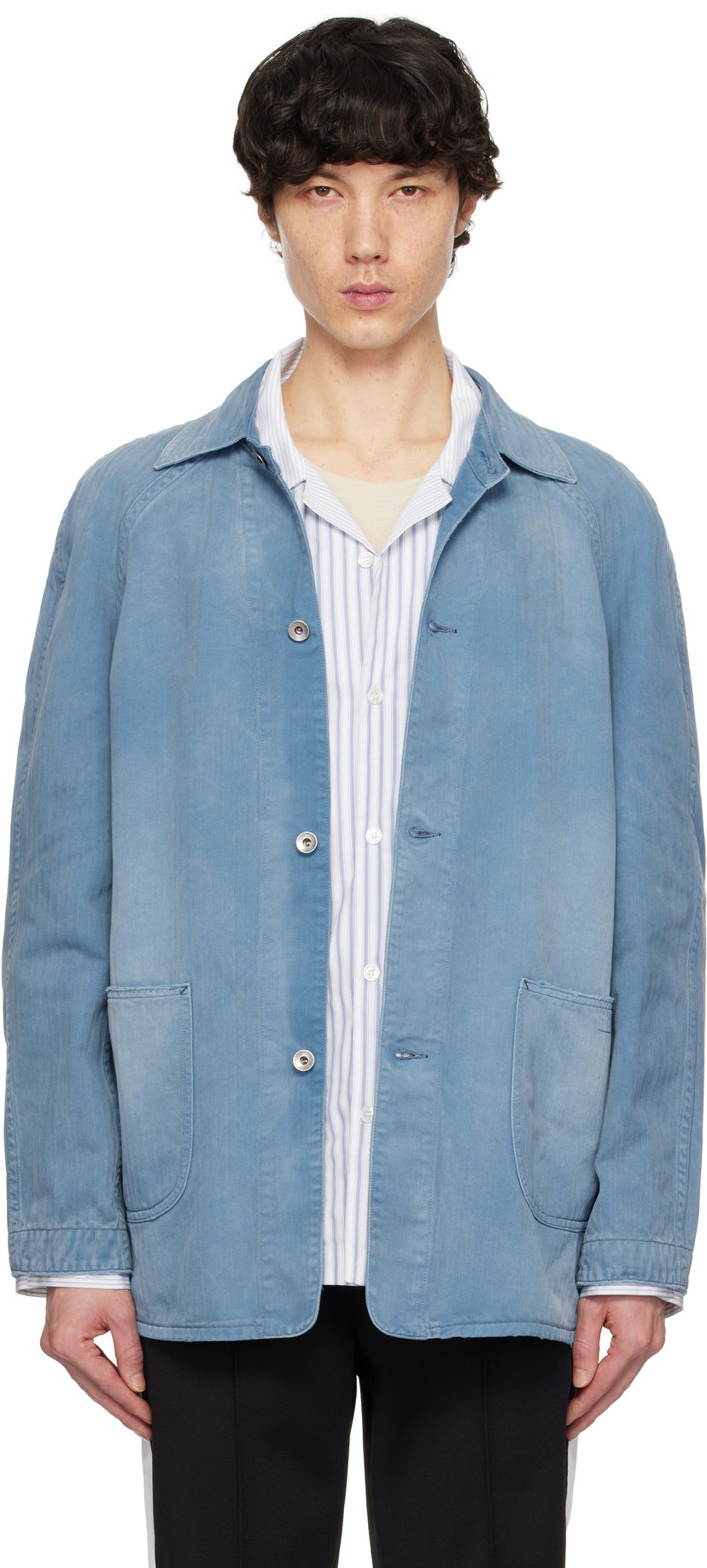 Takki Maison Margiela Maison Margiela Distressed Caban Denim Jacket Sininen | S50AM0635 M30024