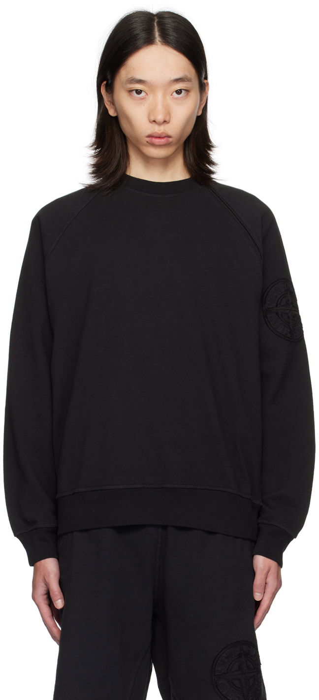 Huppari Stone Island Black Heavy Sweatshirt Musta | 8115604M2