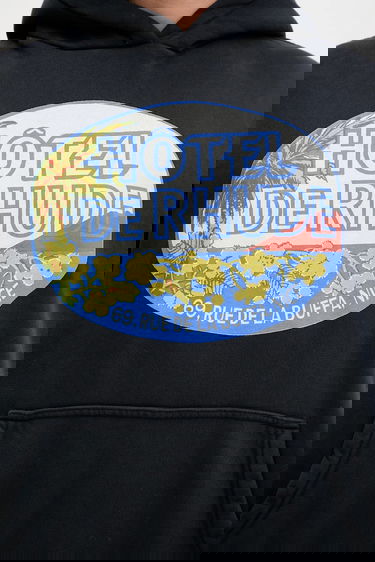 Huppari Rhude RHUDE Hotel Print Hoodie Musta | RHSS25HO01012, 3