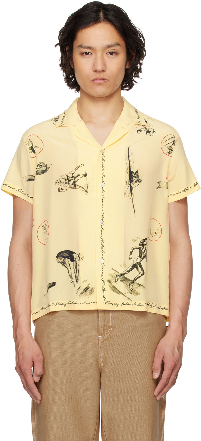 Paita Bode Bode Games Print Relaxed-Fit Camp Collar Shirt Keltainen | MRS25SH020