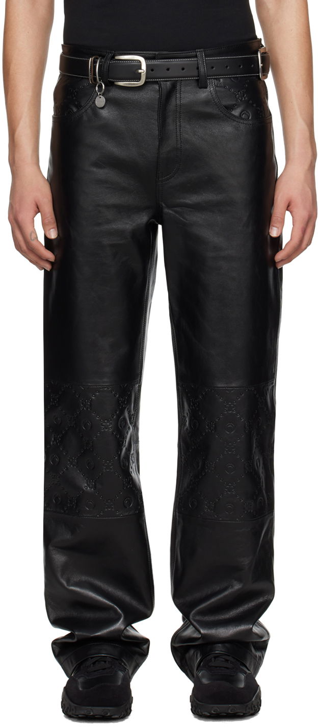 Housut Marine Serre Marine Serre Embossed Leather Pants Musta | MPA013 CLEA0030