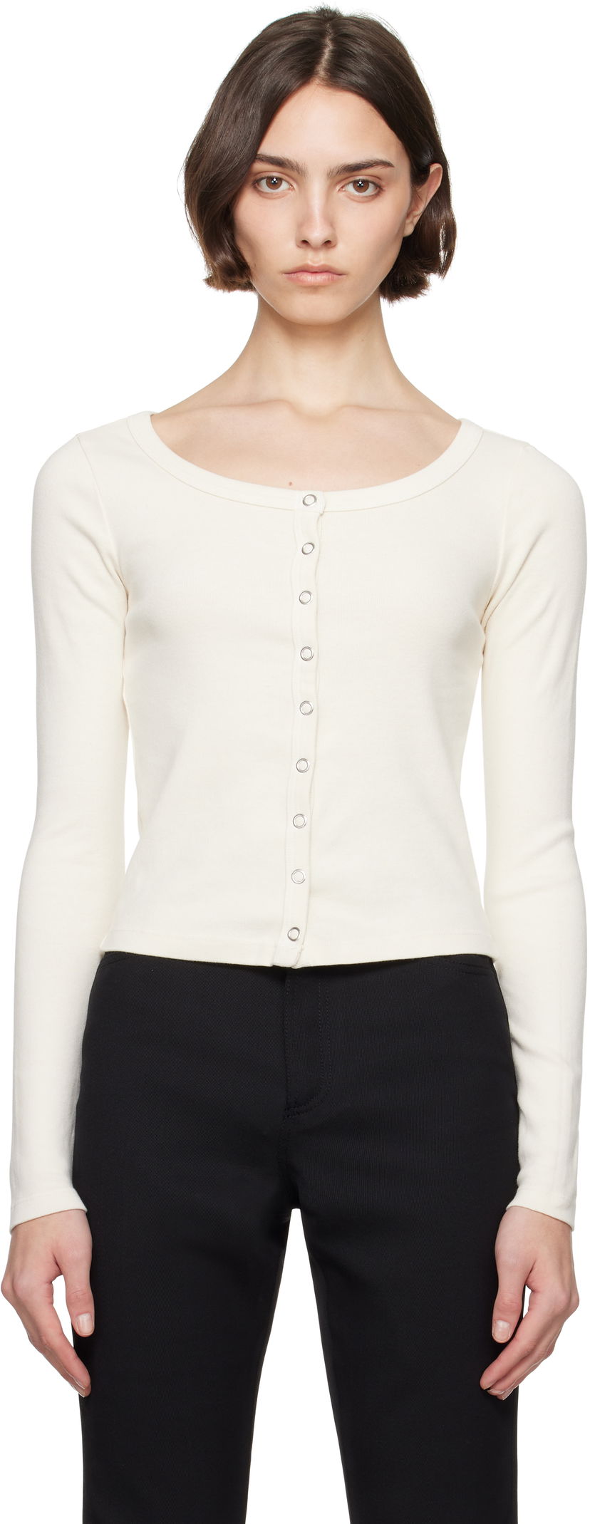 Villapaita RE/DONE Re/Done Hanes Edition Scoop Neck Long Sleeve Top Valkoinen | 787-02WSCNKCD