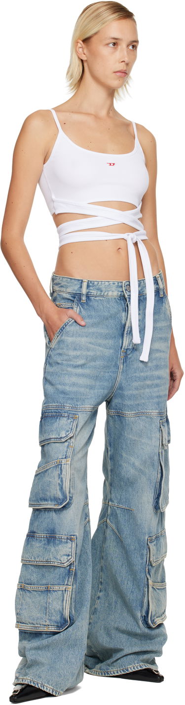 Tankkitoppi Diesel Ribbed Knit Cut-Out Wrap-Around T-Leya-Tail Tank Top Valkoinen | A18356 0EJAI, 3