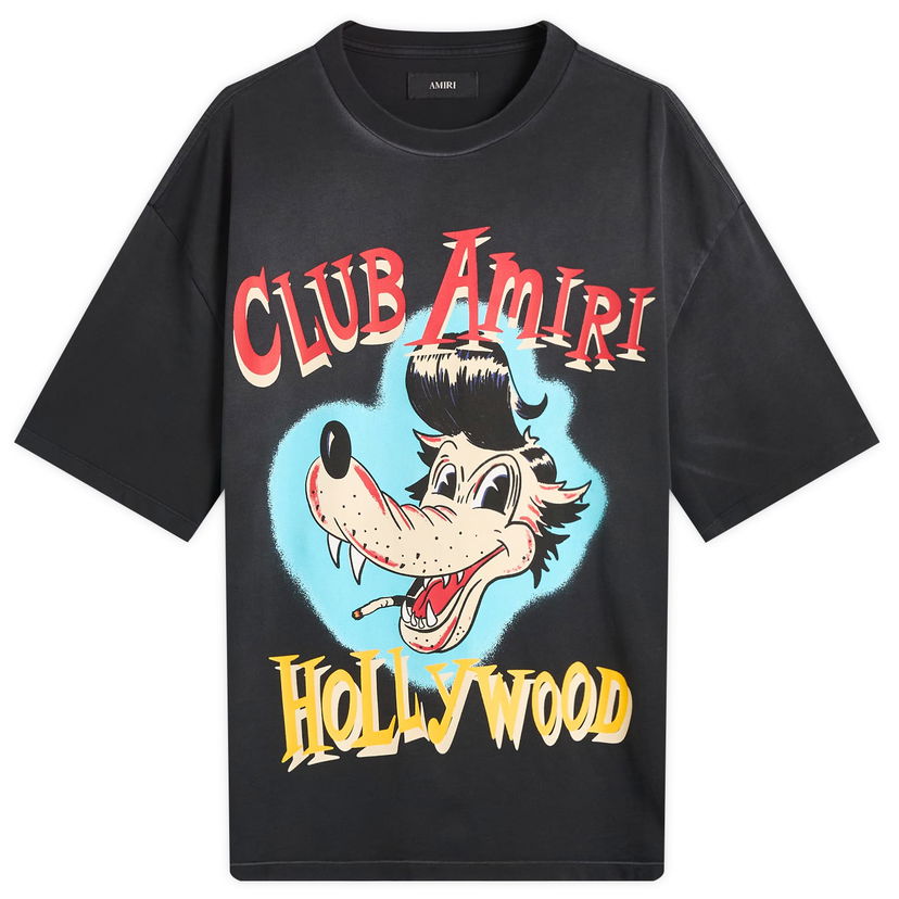 T-paita AMIRI Amiri Club Wolf Oversized T-Shirt, Size Large Musta | AMJYTE1238-BLK