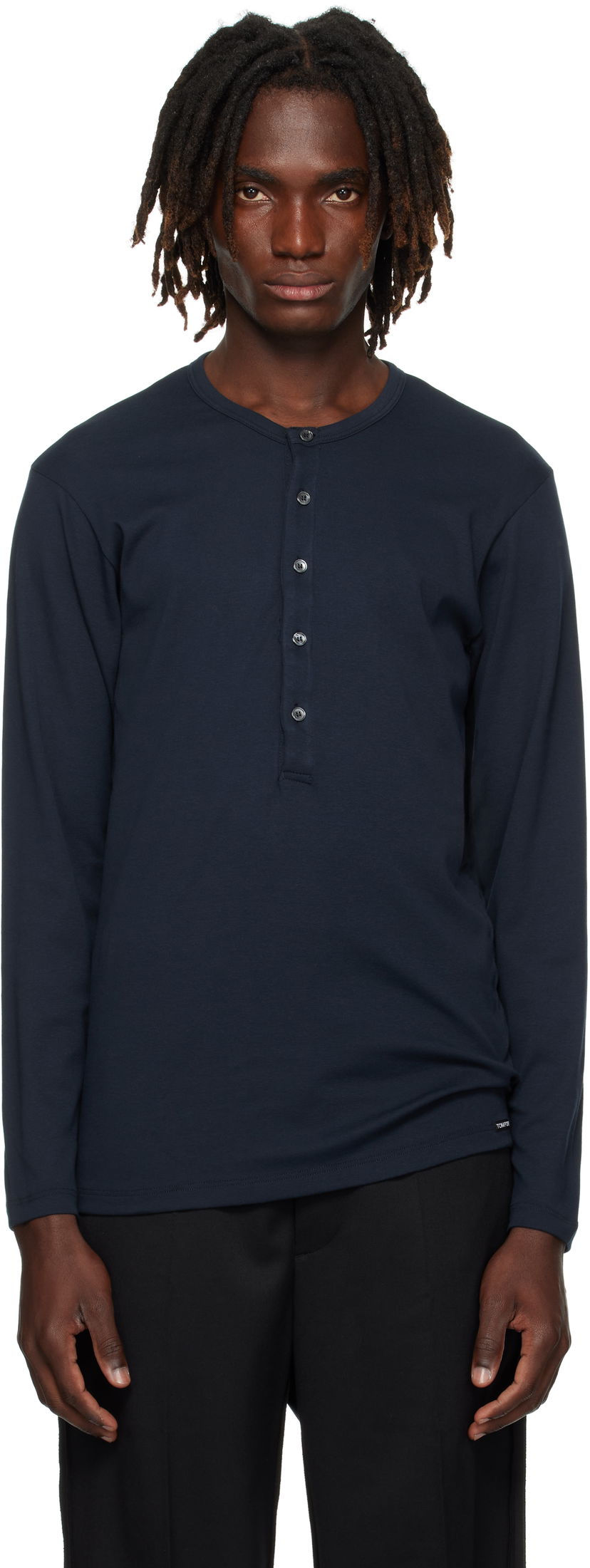 T-paitoja ja toppeja Tom Ford TOM FORD Cotton Henley Tummansininen | T4M151040