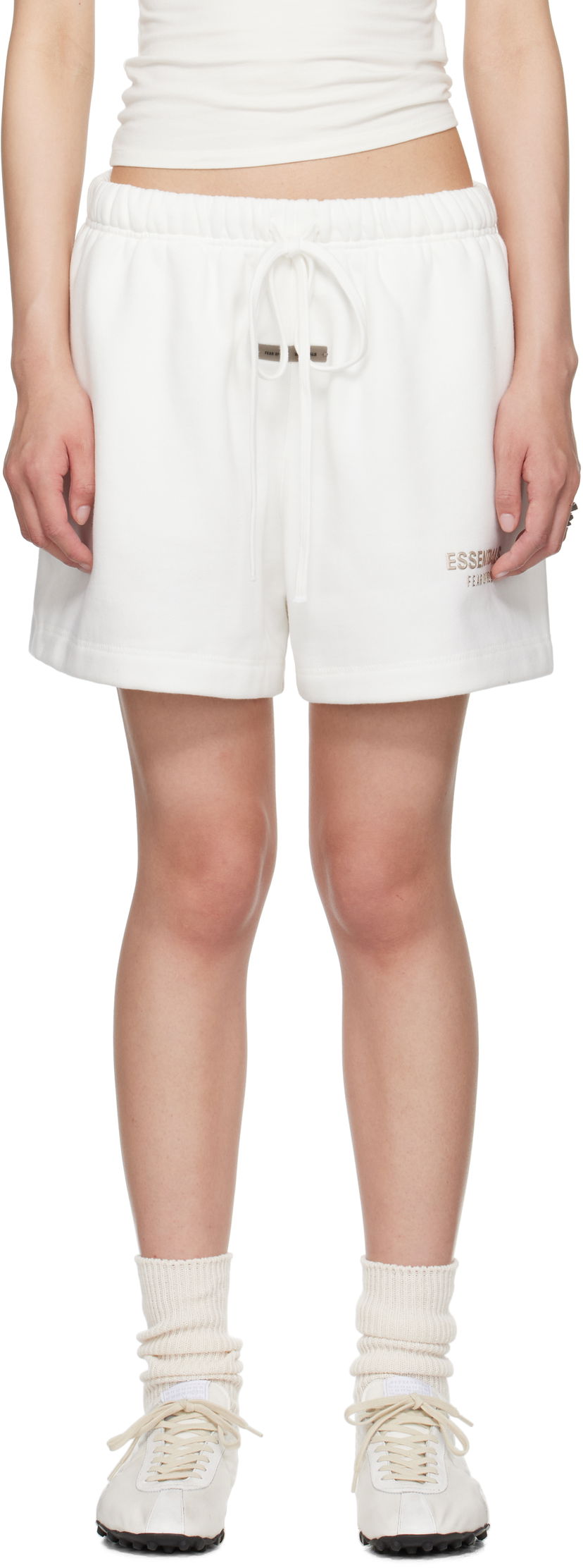 Shortsit Fear of God ESSENTIALS Fleece Soccer Shorts Valkoinen | 160SP255714FW