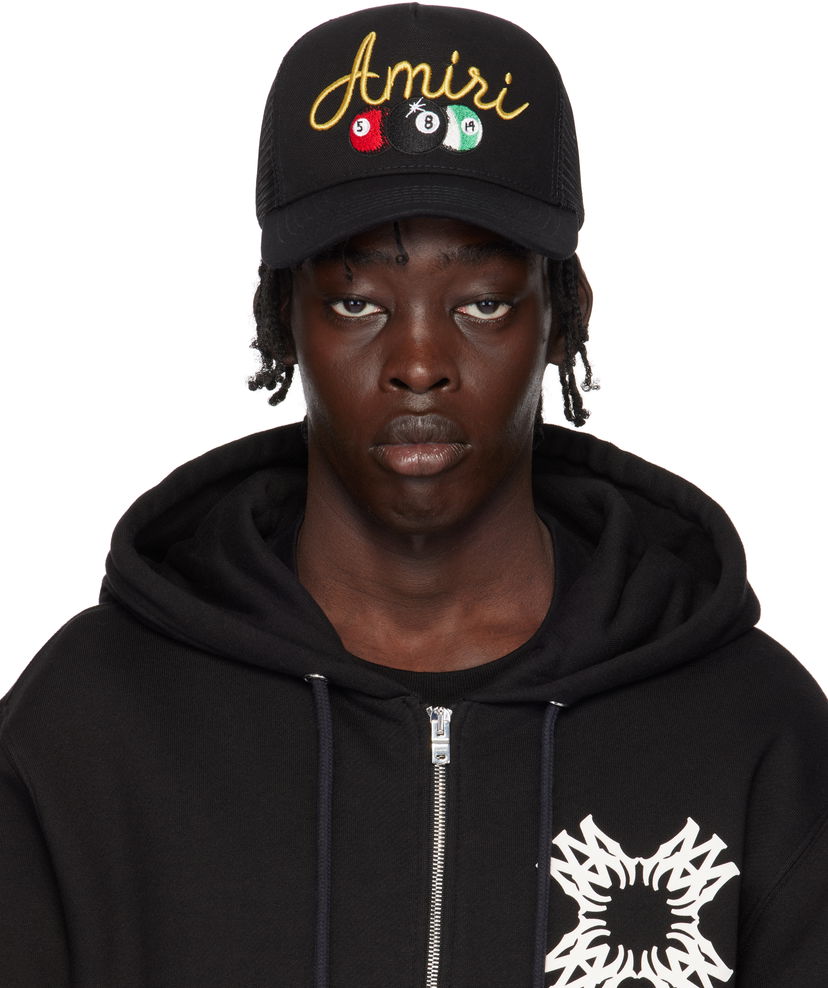 Korkki AMIRI Trucker Cap With Billiards Logo Musta | AMHATR1021