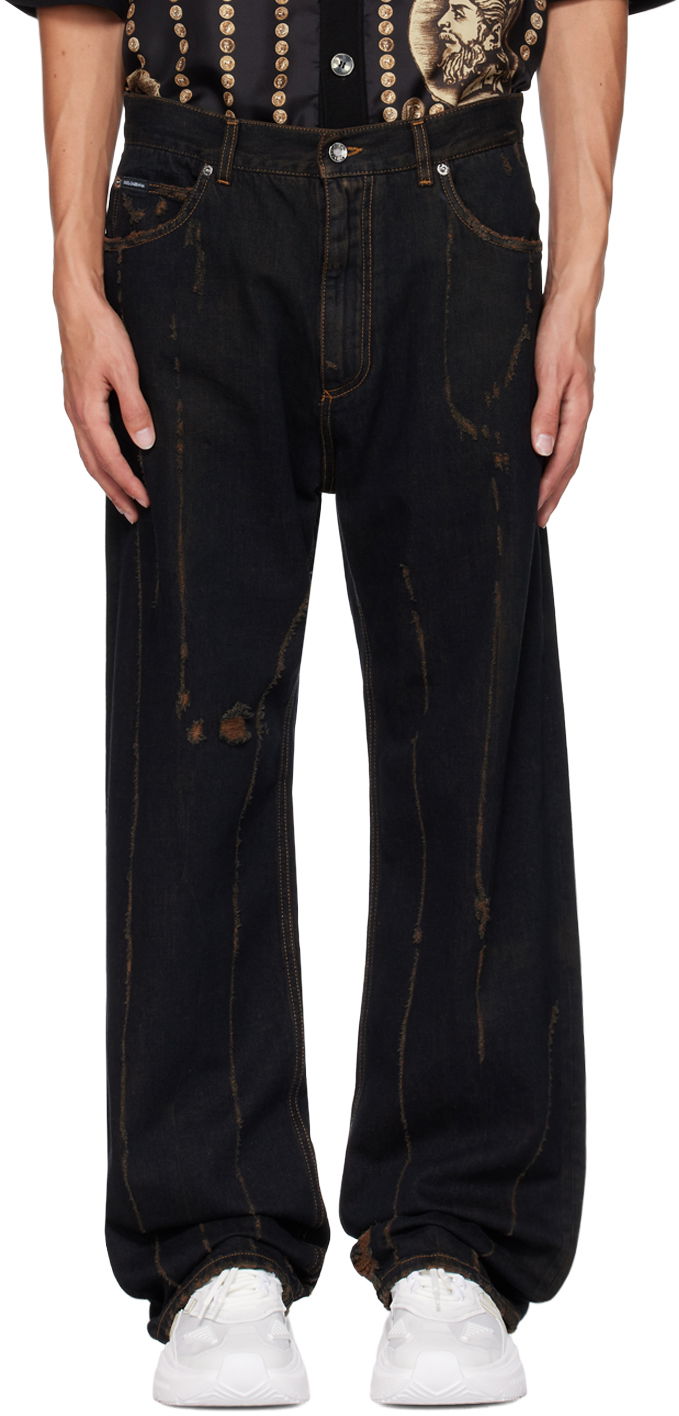 Jeans Dolce & Gabbana Black Wide-Leg Jeans Musta | GWVNXDG8JF0