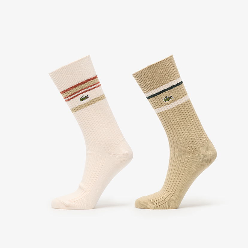 Sukat Lacoste Lacoste Striped Ribbed Socks Beige | RA5988 7PT