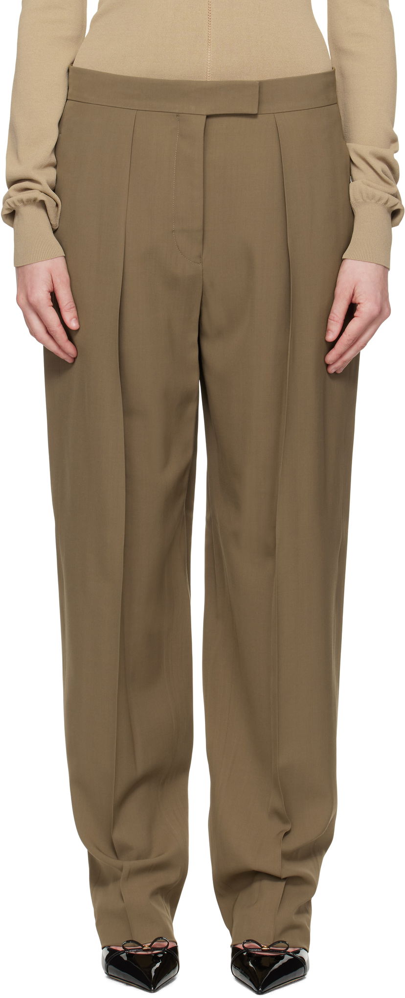 Housut FERRAGAMO Ferragamo Inverted Pleats Trousers Vihreä | 782662