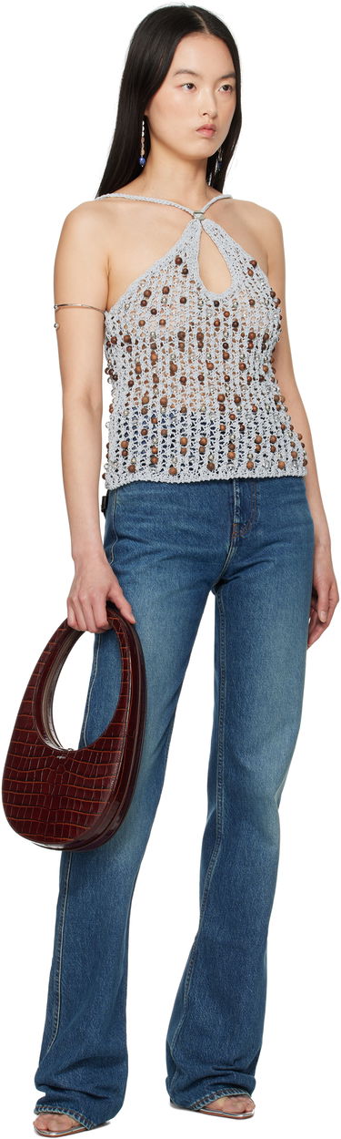 Tankkitoppi Coperni Coperni Beaded Knitted Tank Top Harmaa | COPML132Y3013, 3