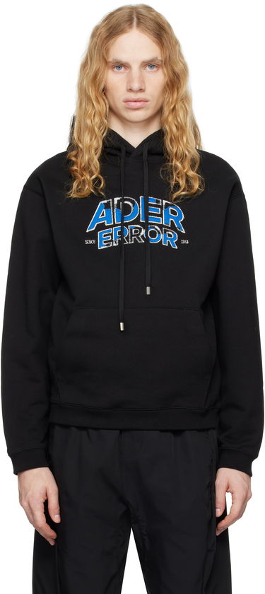 Huppari ADER ERROR Distressed Logo Graphic Print Hoodie Musta | BN25FYHD0101BK, 0