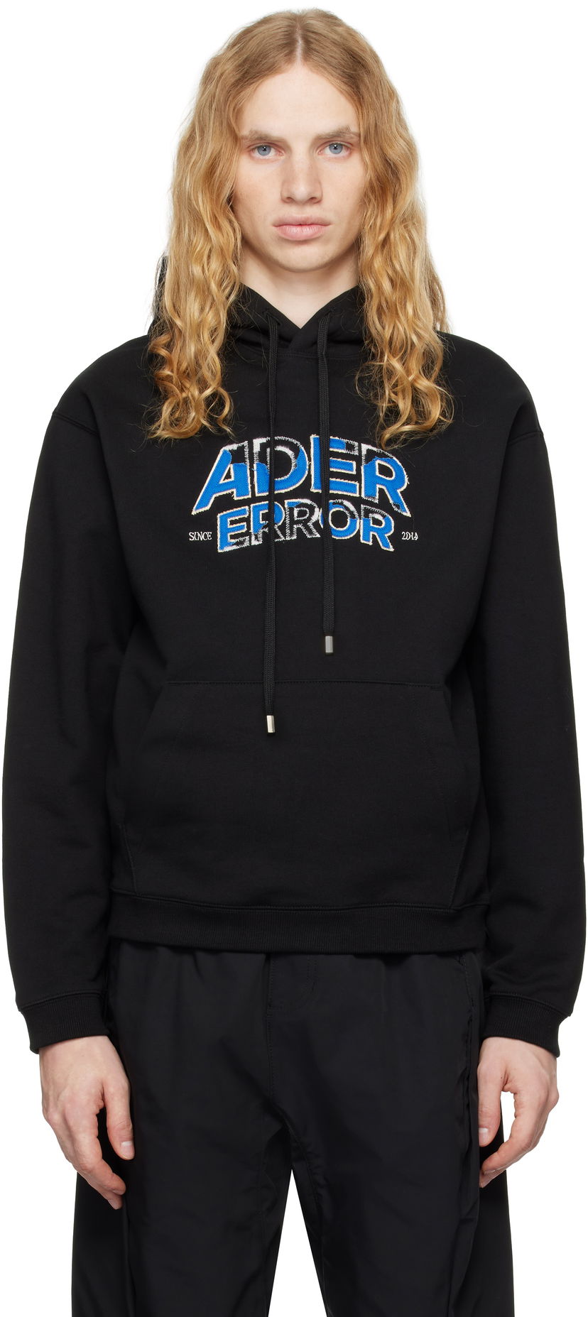 Huppari ADER ERROR Distressed Logo Graphic Print Hoodie Musta | BN25FYHD0101BK