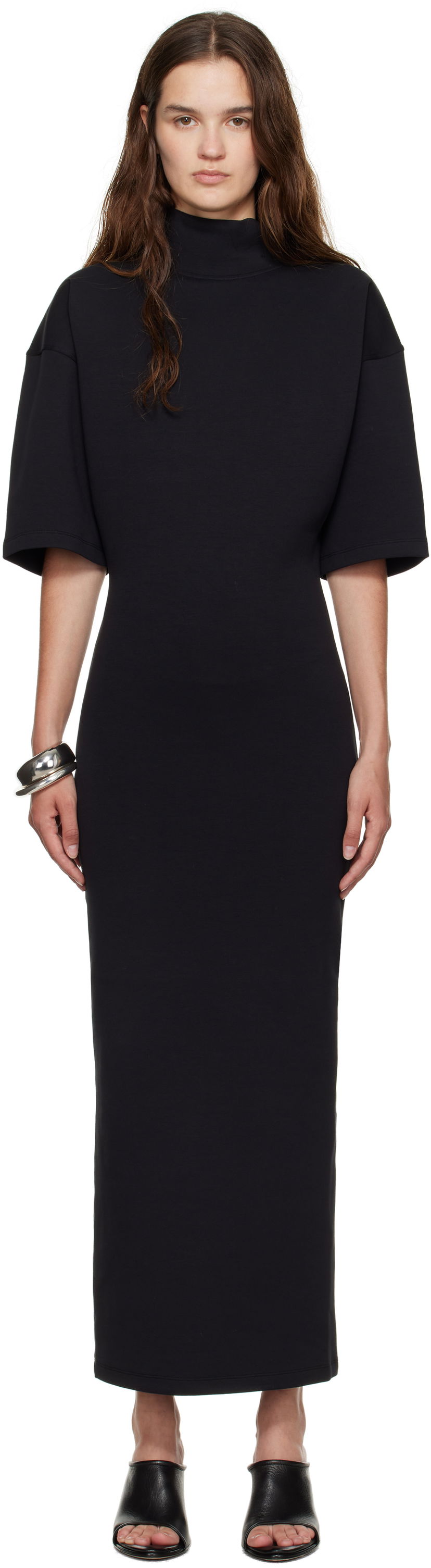 Mekko Jean Paul Gaultier Jean Paul Gaultier 'The JPG' Jersey Maxi Dress Musta | 25/03-W-DR016-J004-0004