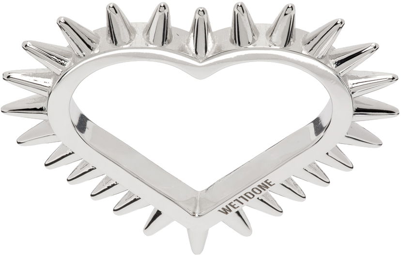 Sormus We11done We11done Small Spike Heart Ring Metallinen | WD-AJ1-23-502-U-SV