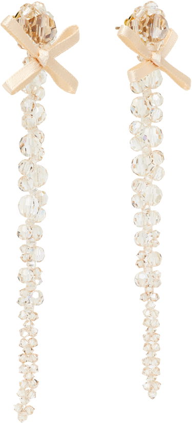 Korvakorut Simone Rocha Simone Rocha Petite Bow Drip Faceted Crystal Bead Earrings Beige | ERG547 0903, 1