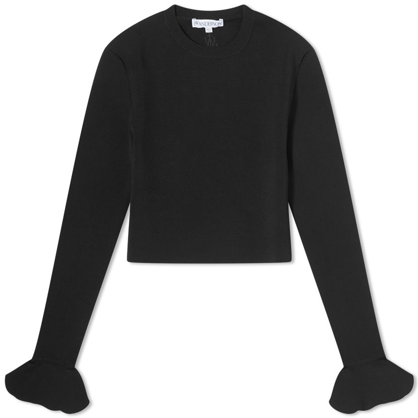 Villapaita JW Anderson Cropped Ruffled Sleeve Jumper Musta | KW0949-YN0219-999
