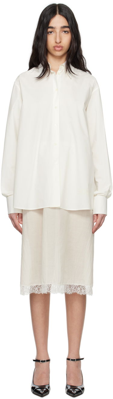 Paita Maison Margiela MM6 Maison Margiela Cotton Poplin & Voile Midi Dress Valkoinen | S62DD0044 MTN076, 0
