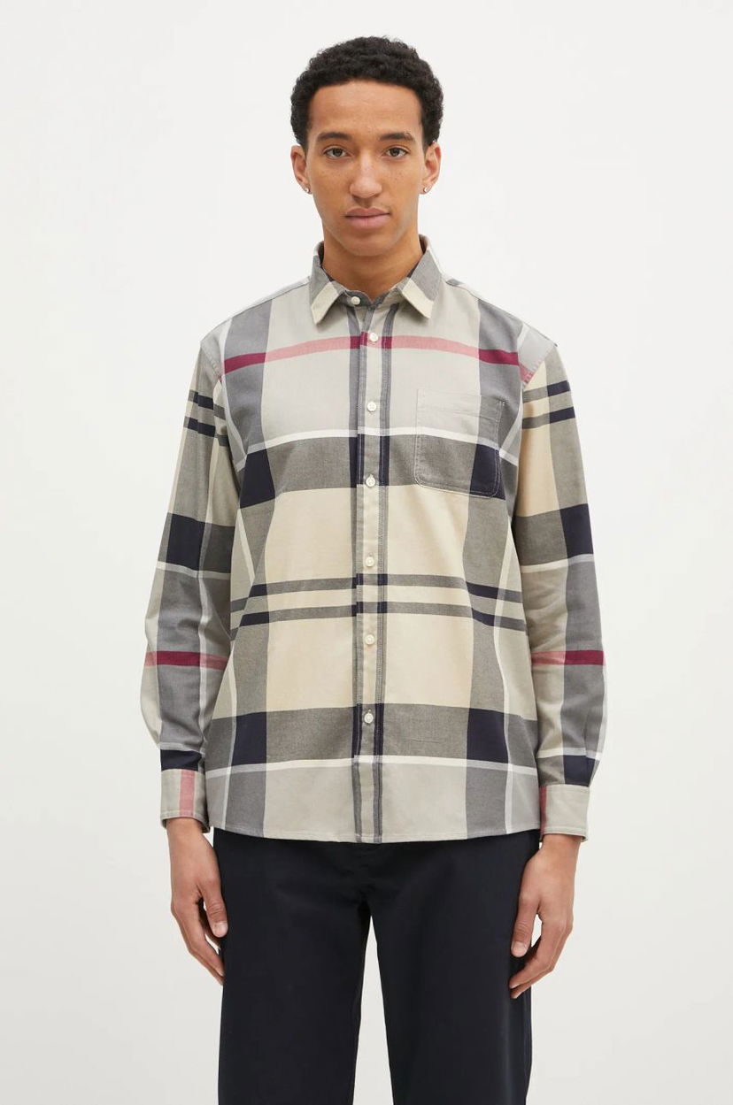 Paita Barbour Renford OS Tartan Regular Fit Shirt Beige | MSH5514