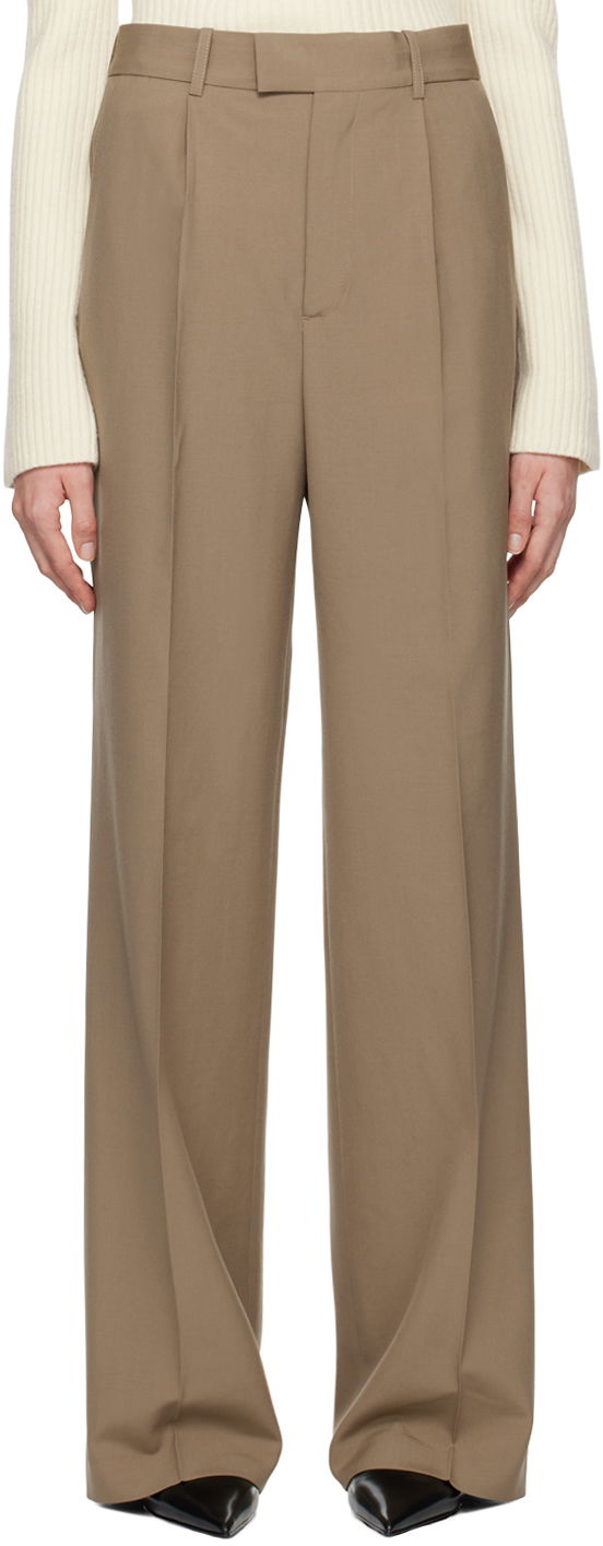 Housut Róhe Relaxed Single Pleated Trousers Ruskea | 413-30-158