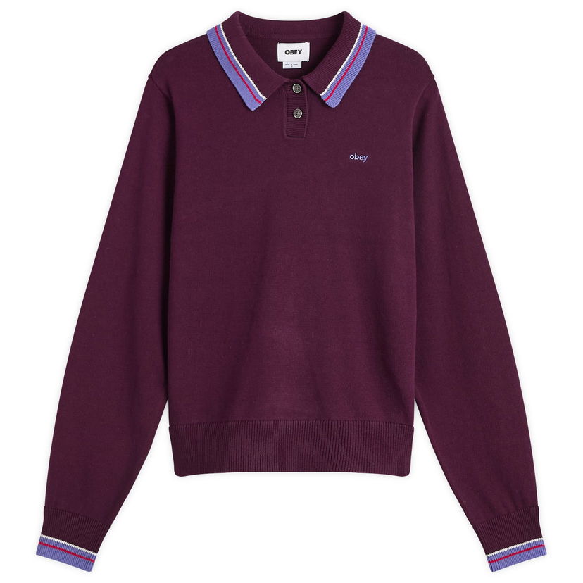 Villapaita OBEY Goalie Polo Sweater Burgundia | 251000130-BET