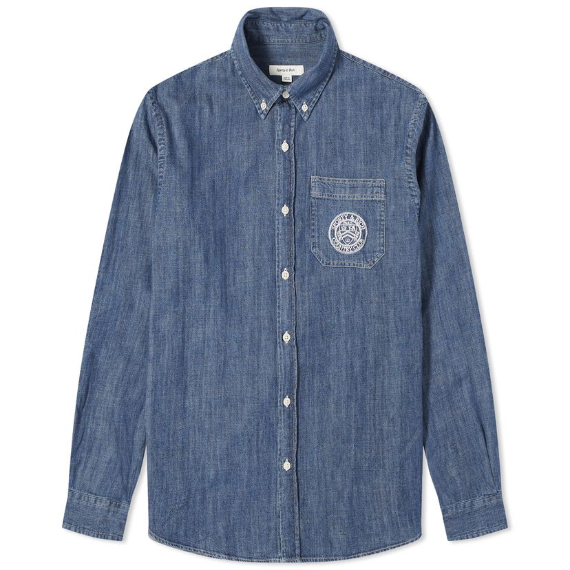 Paita Sporty & Rich Conneticut Crest Denim Shirt Tummansininen | STAW2314BD