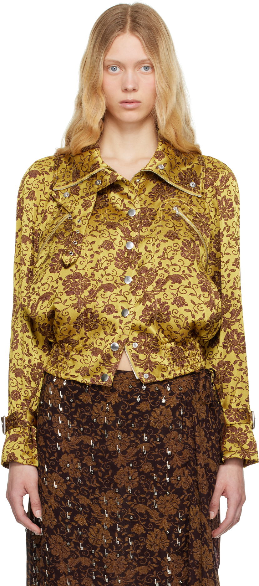 Bomber-takki Dries Van Noten Dries Van Noten Jacquard Bomber Jacket Keltainen | 251-010506-1224