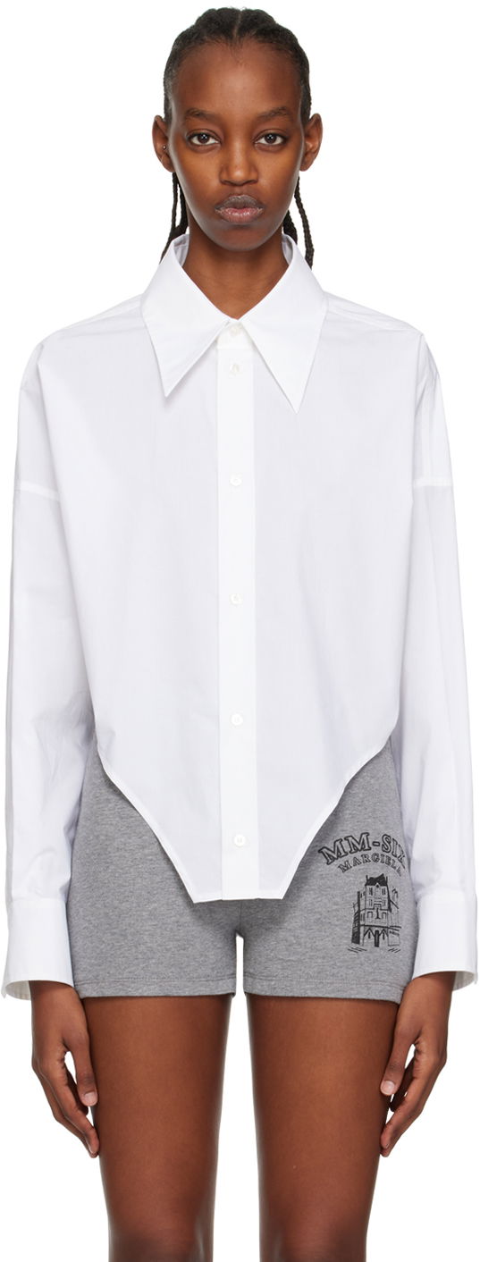 Paita Maison Margiela MM6 Maison Margiela Curved Hem Shirt Valkoinen | S62DT0007 S47294