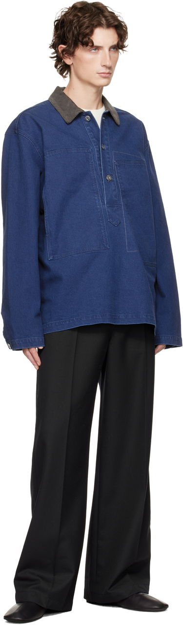 Poolopaita JW Anderson Denim Polo with Patch Pockets and Corduroy Collar Sininen | DS0014-PG1835, 3