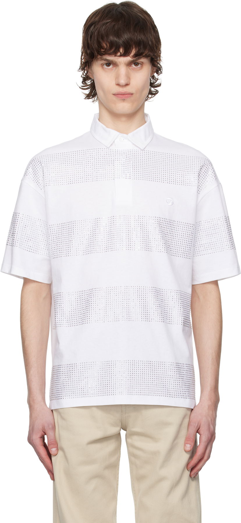 Poolopaita Coperni Coperni Crystal Striped Polo Valkoinen | COPJS117CRF5026MEN